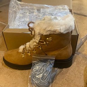 NWT J. Crew Factory Faux Fur Winter Hiking Boots